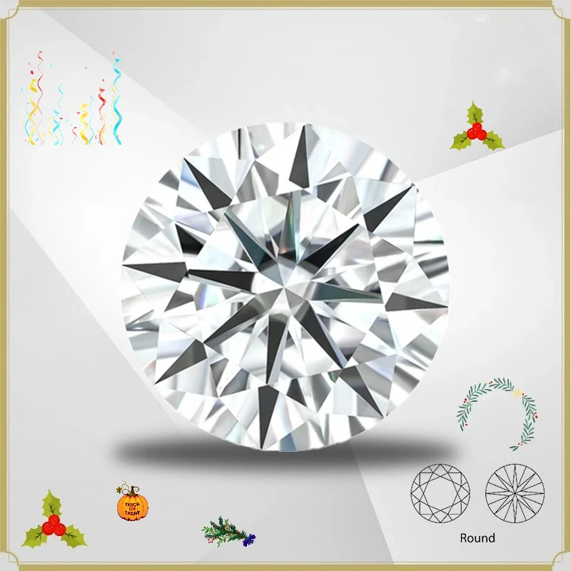 Moissanite Stone Round Cut D Color VVS1 Clarity Synthetic Loose Gemstone for DIY Jewelry Making