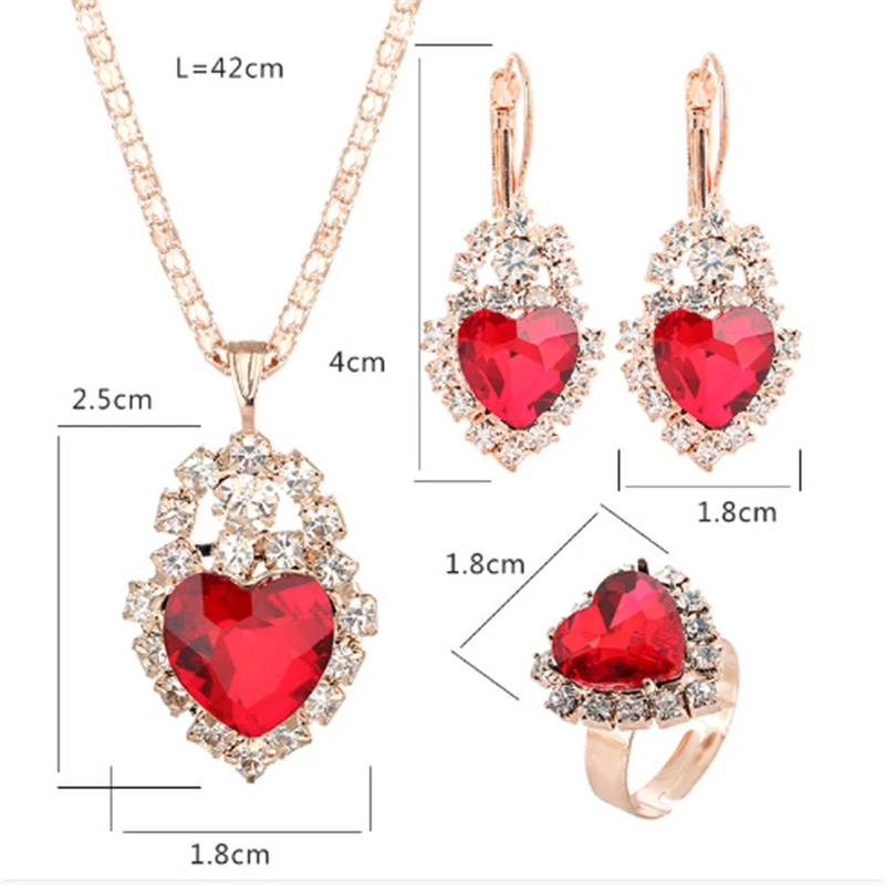 Jewelry Sets Women Wedding Jewelry Set for Brides Gold-Color Zirconia Earring Pendant Necklace Ring Sets