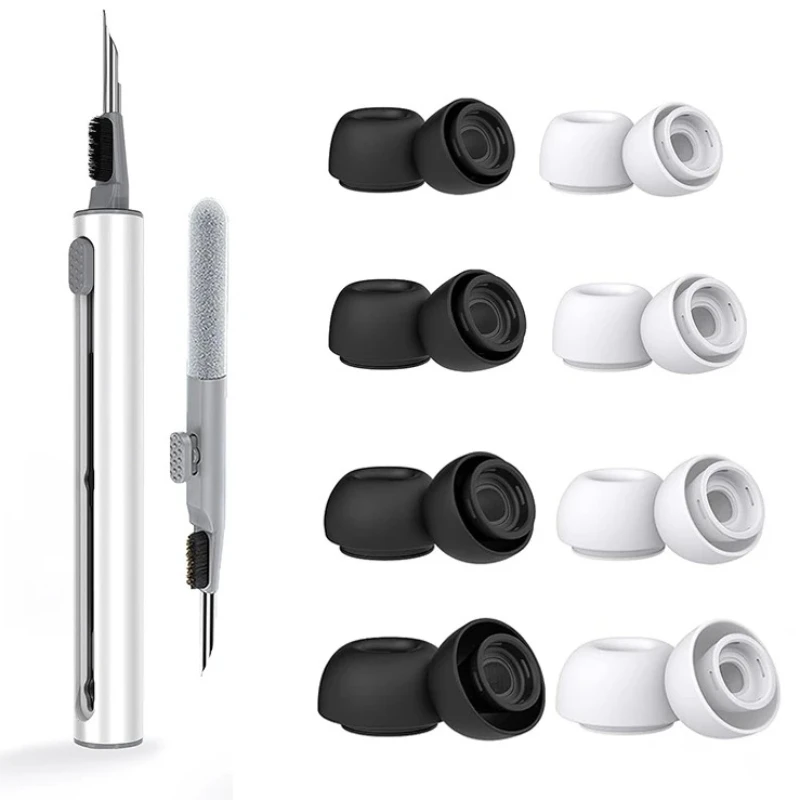 Embouts d'écouteurs en silicone liquide pour Airpods Pro 1 2, réduction du bruit, embouts anti-bruit, capuchons d'écouteurs, livrés avec un stylo de nettoyage