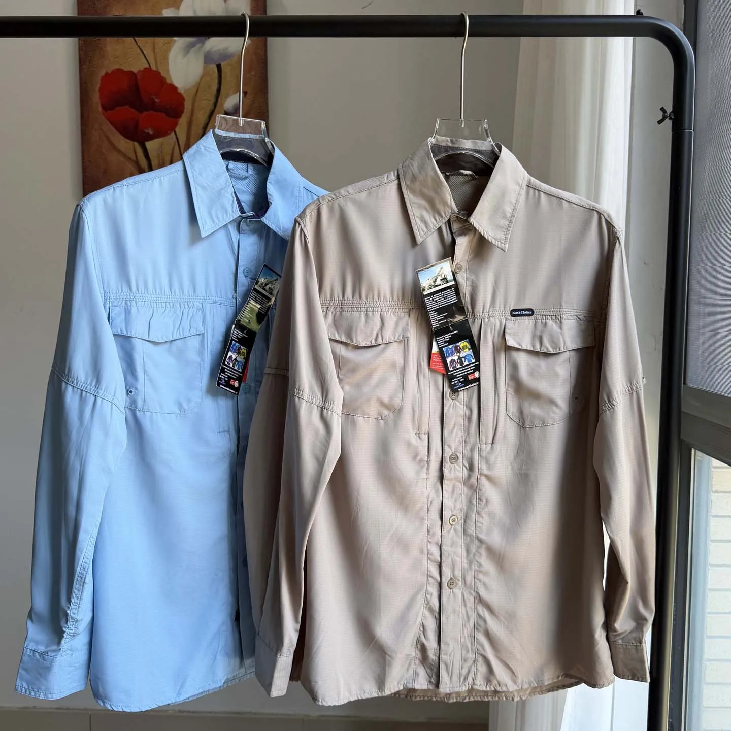 Men's Summer Loose Fit Lightweight Quick Dry Breathable Casual Long Sleeve Shirt Sun Protection Turn-down Collar Polyester Fiber