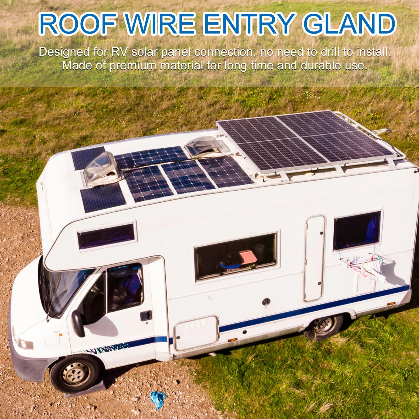Dual Hole Solar Cable Entry Gland Waterproof UV Resistant ABS Roof Wiring Mount for RV Camper Panels