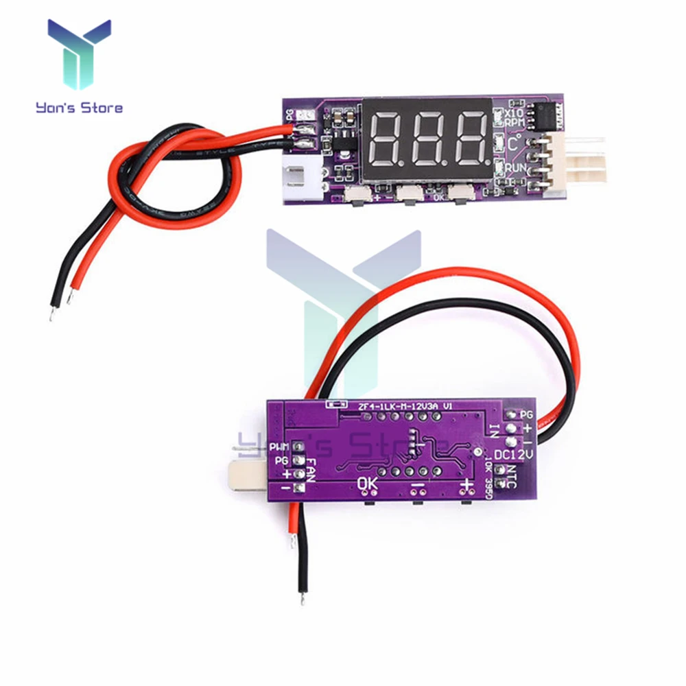 DC 12V Mini 4-Wire temperatury wentylatora regulator kontroli wyświetlacz LED cyfrowy regulator prędkości wiatraka wsparcie 3A wentylator wyłączenia