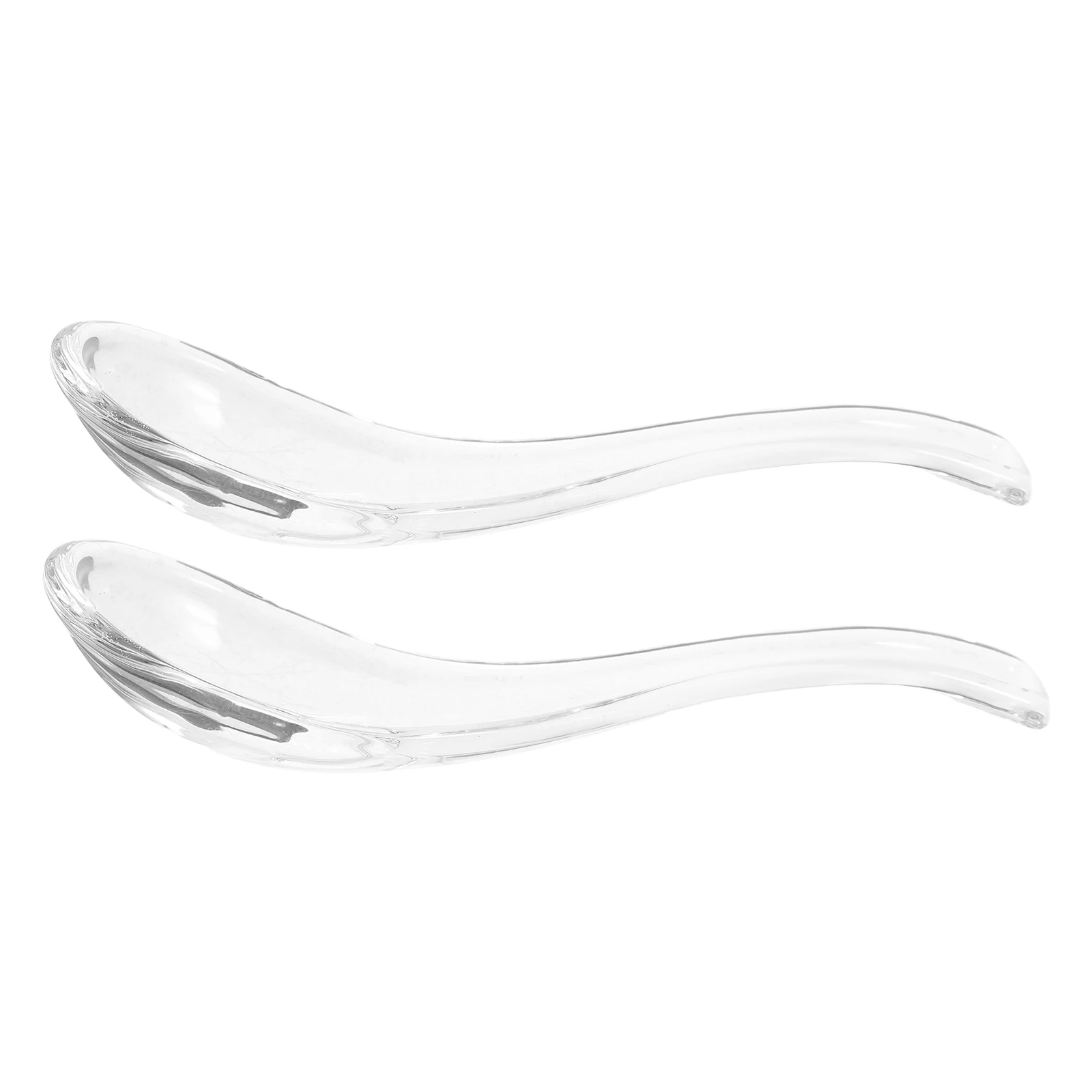 

2Pcs Glass Spoon Set Transparent Soup and Dessert Spoons Household Kitchen Accessories Practical Tableware