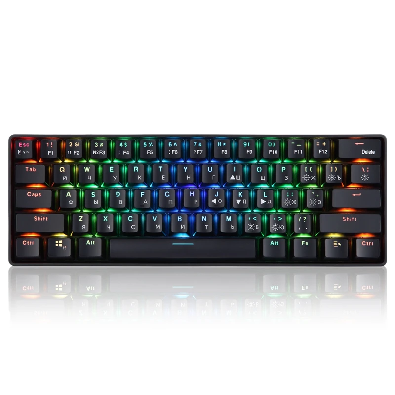 

Механическая клавиатура YK600, 61 клавиша, RGB подсветка, 2,4 ГГц + Проводная Двухрежимная компактная механическая клавиатура 60%