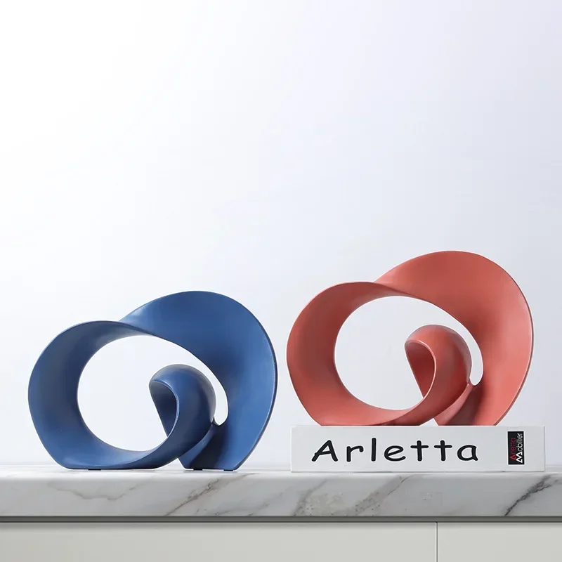 Resin Handicraft Abstract Geometric Sculpture Rotating Spiral Wave Curved Ornament Decorative Figurines Home Decoration