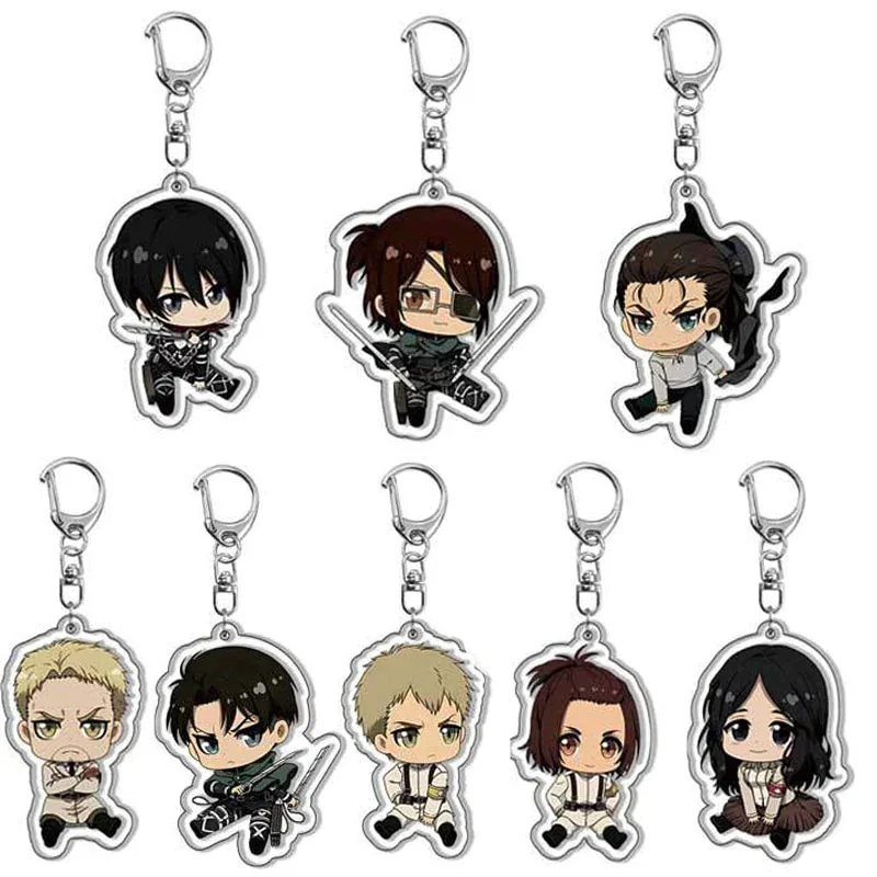 Attack on Titan Anime Levi Ackerman Eren Jaeger Keychain Cosplay Keychains Pendant Chain Key Ring Gifts