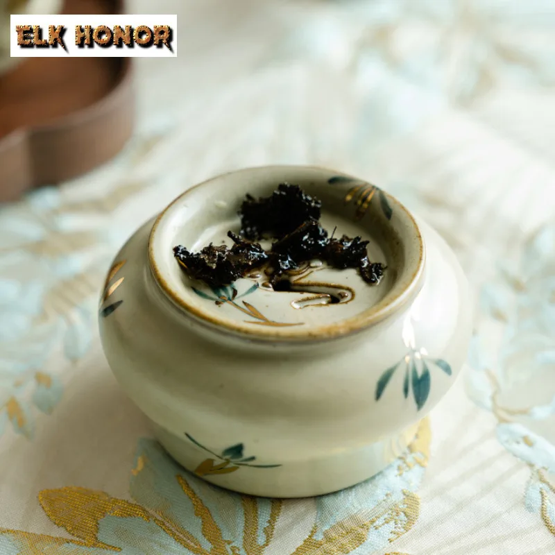 160ml Pure Hand-painted Butterfly Orchid Jianshui Washing Cup Bowl Tea Garbage Can Tea Residue Barrel Household Chaxi Decoration