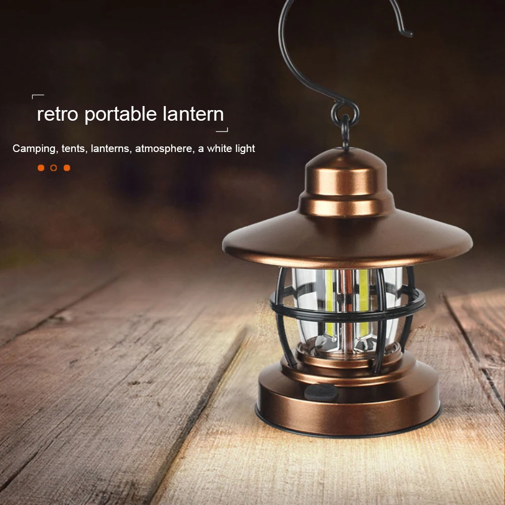 Retro Outdoor Camping Kerosene Lamp Portable Lantern Bronze Colored Oil Lamp Vintage Photo Props Outdoor Portable Camping Lights