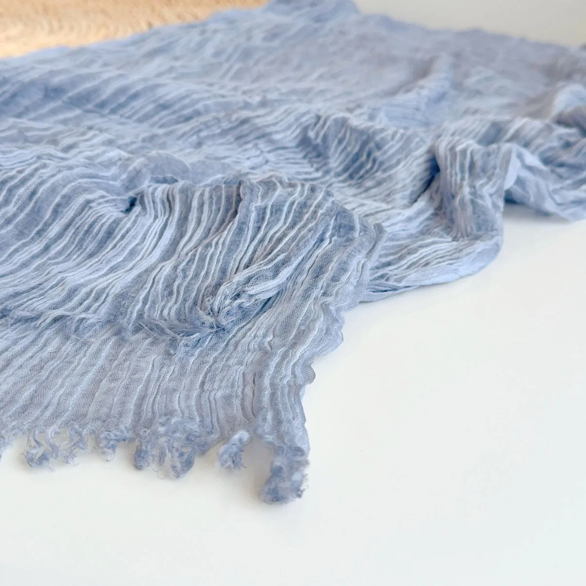 

Vintage Solid Color Pleated Scarves for Women Versatile Thin Neck Protection Decorative Narrow Long Scarf & Shawl