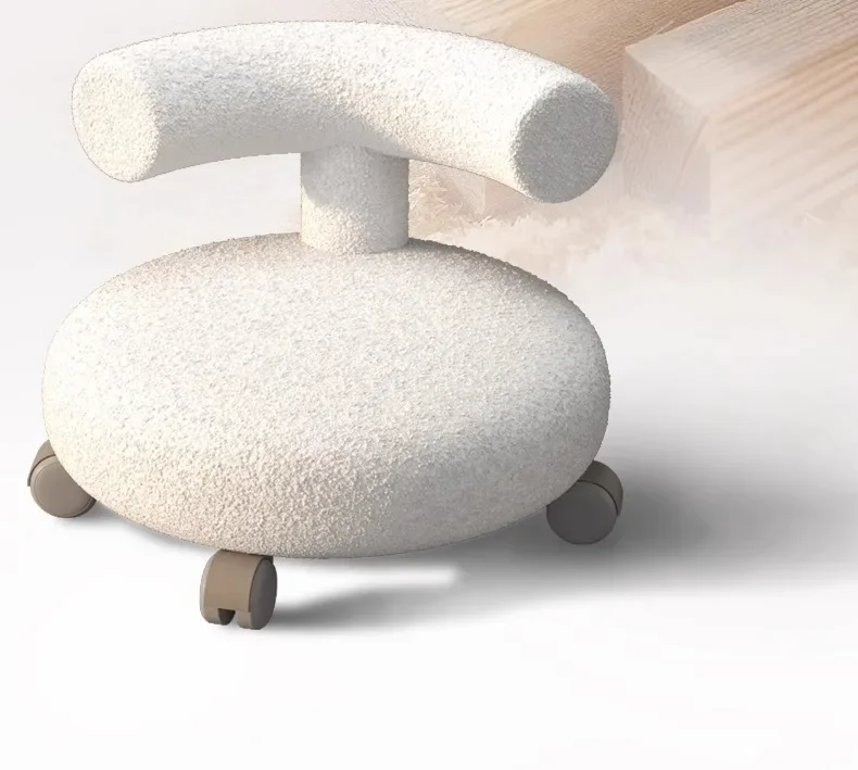 Universal wheel small household pulley low stool with wheels children's chair backrest round living