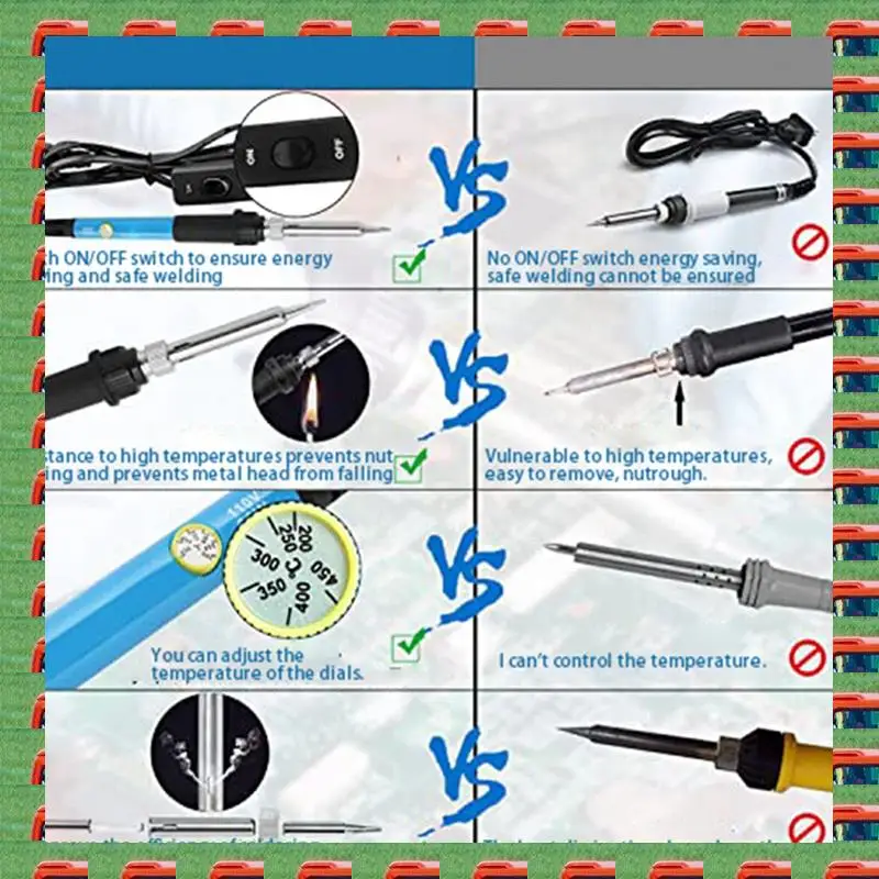 Soldering Iron Soldering Iron Tool Supplies Adjustable Temperature (200-450°C) ON/Of Switch 60W Soldering Iron US Plug