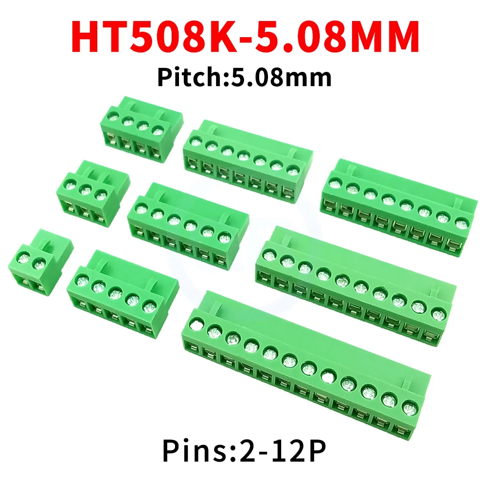 20 Pcs 5.08mm Flat Pluggable PCB Terminal Block Splice Connector HT508K 508K-5.08 2-12Pin