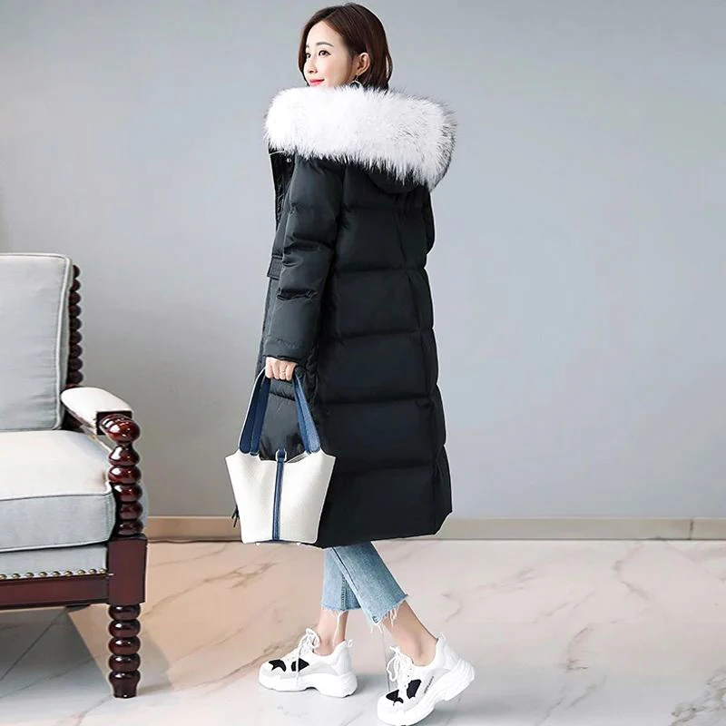 Women's Hooded Parkas Thick Warm Jackets Women's Windproof Coat Casual Fashion Winter White Long Snow Down Cotton Outwear lady