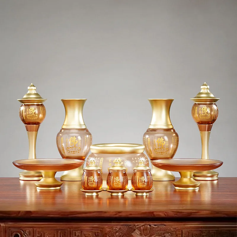 ZML Buddhist ware supplies Daquan supply set ornament glazed incense burner water supply cup