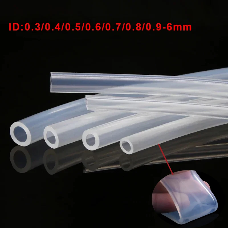 5/10M Transparent Silicone Rubber Hose ID 0.3-6mm Food Grade Nontoxic Flexible High Temperature Resistant Silicone Tube