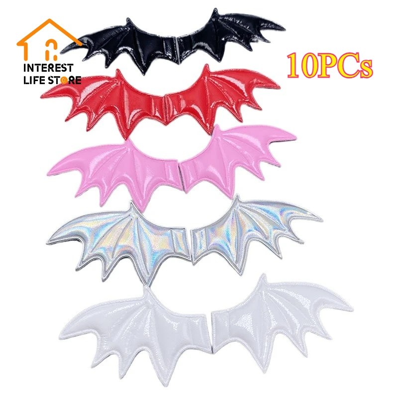 

New 10PCs Leather Fabric Halloween Demon Bat Wings Padded Appliques DIY Cartoon Costume Vampire Hair Clip Decoration Accessories