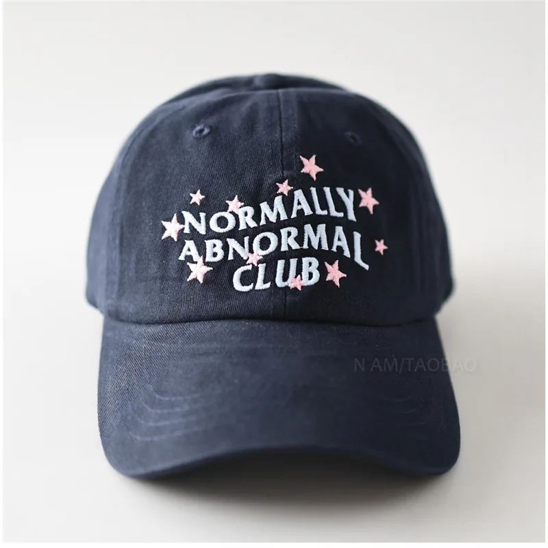Washed Cotton unisex Baseball Cap Normally Abnormal Club Embroidery letters Casual dad Hats for women girls