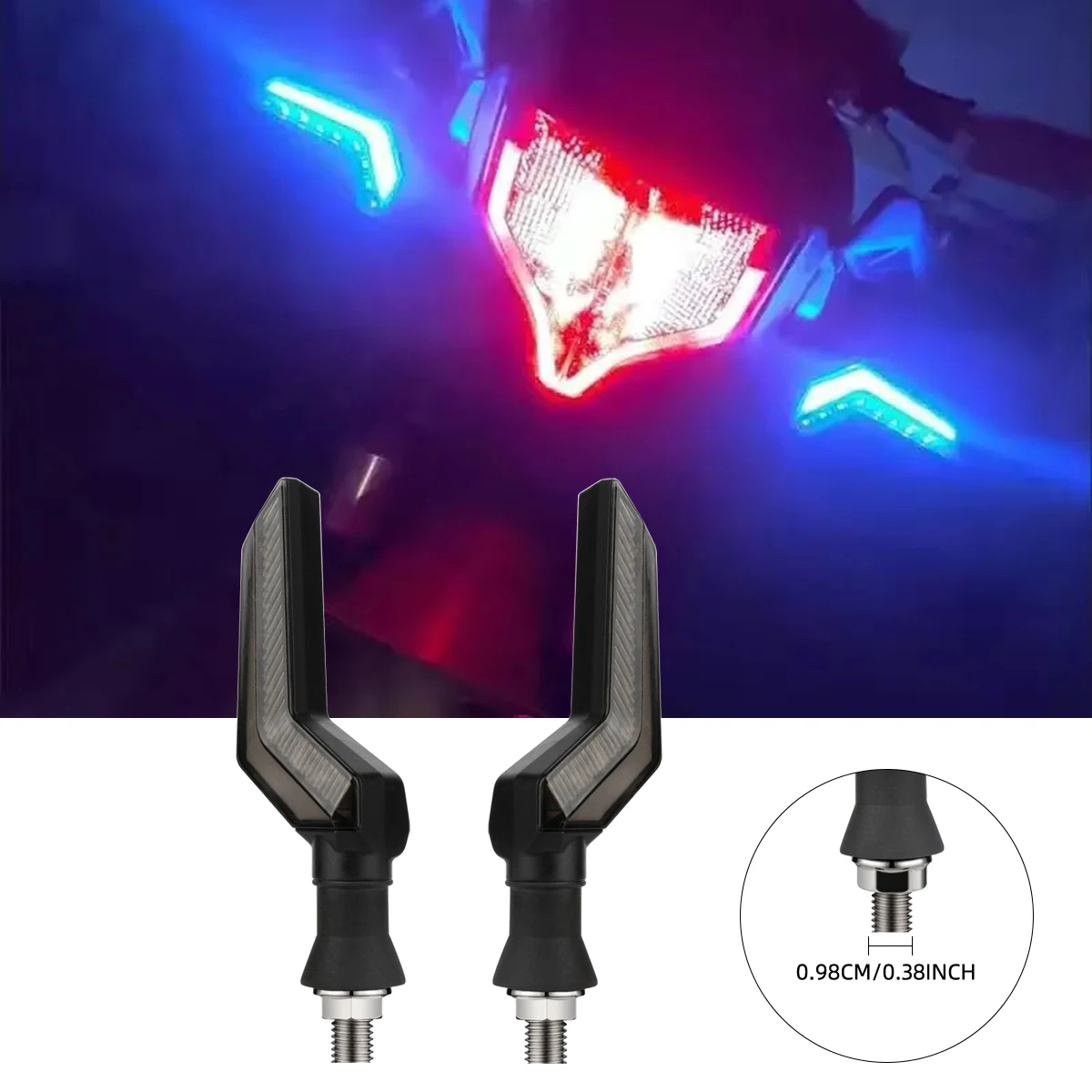 Motorcycle Turn Signal Light Flasher Sickle Type Flowing Water Front and Rear Turn Signal Lamp Blinker Indicator 12V Universal