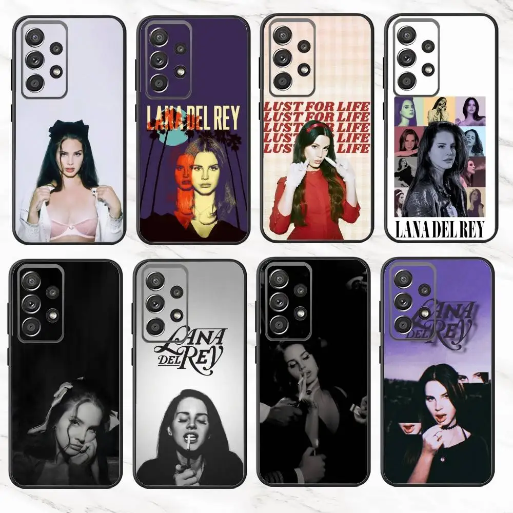 

S-Singer L-Lana Del Rey Phone Case For Samsung S25,S24,S21,S22,S23,S30,Ultra,S20,Plus,Fe,Note,10,9,5G Black Cover