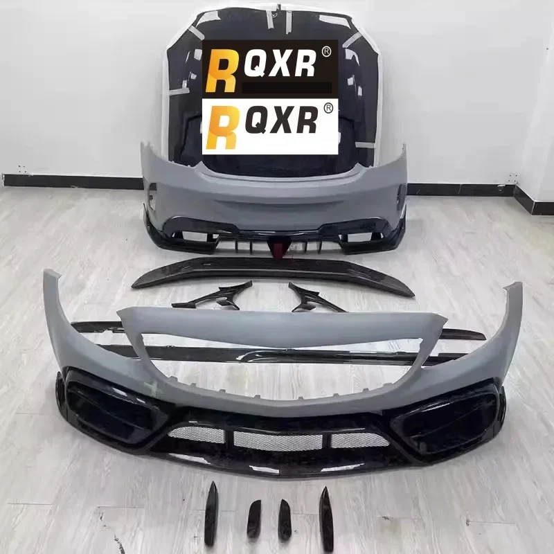 Karosserie-Kit für Mercedes-Benz C-Klasse W205 C43 C63 Modifizierte Front- und Heckstoßstange Heckflügel Hecklippe Montage Autozubehör