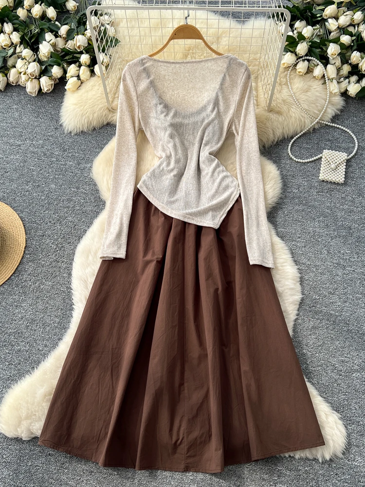 Ele Set da donna lungo Sve Wrap Dr con cinturino design a vita alta con inserto fasciato Tank Dr French Sle abbigliamento da lavoro casual