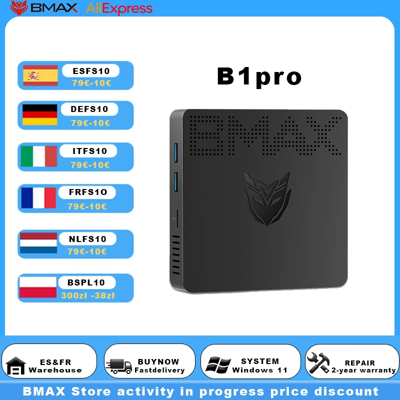 BMAX Mini PC B1PRO Windows 11 Pro 8 GB RAM 128 GB ROM N4000 Micro Desktop Computer Dual-Band WiFi mini PC