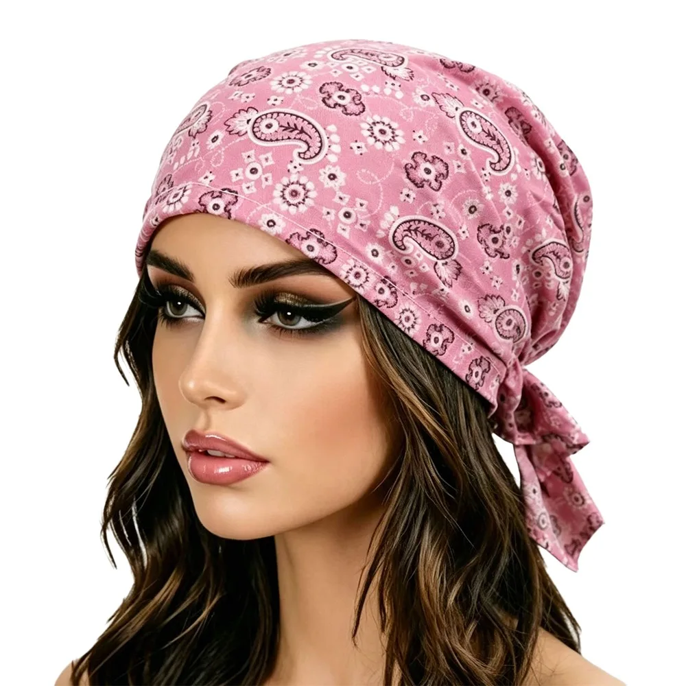 Fashion Paisley Print Pullover Hat Soft Stretchy Fabric Turban Hats Elastic Floral Pattern Casual Hedging Cap Daily Wear