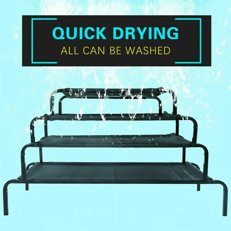 سرير كلب مرتفع مقاوم للماء مع أقدام مضادة للانزلاق، شبكة قابلة للتنفس وقابلة للغسل في الأماكن المغلقة/الخارجية لسرير أريكة الحيوانات الأليفة للتخييم والقطط