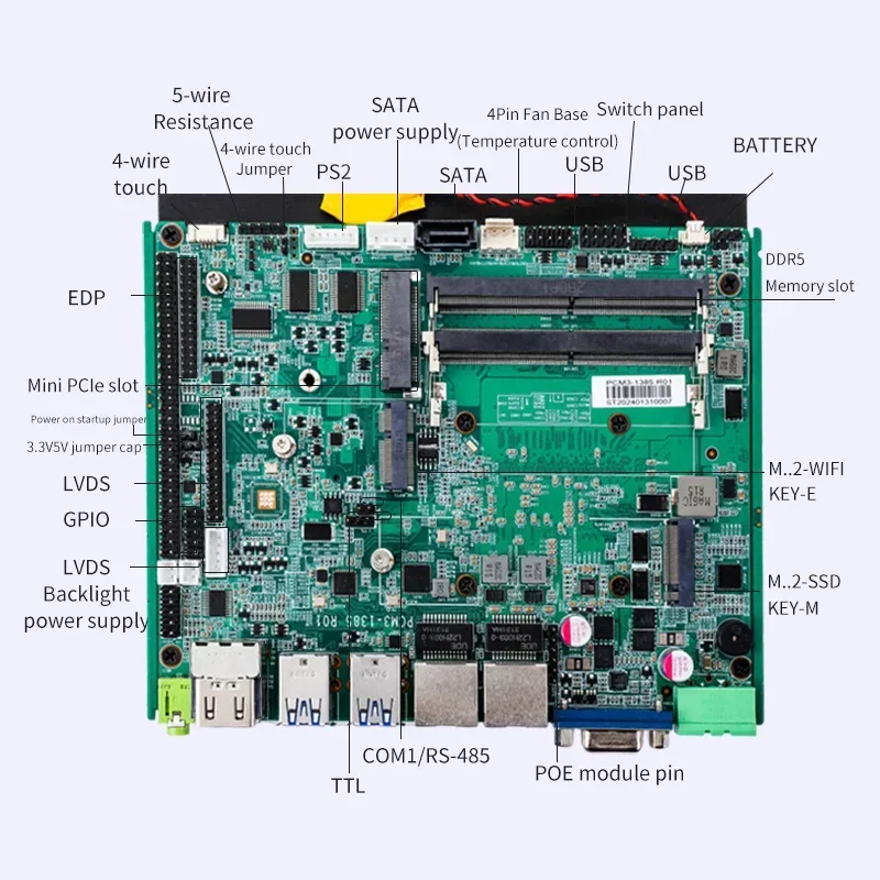 

Уникальная мини-промышленная материнская плата класса 12 13-го поколения 2 DDR5 RAM 6 COM с поддержкой 2,5G LAN для панельного ПК