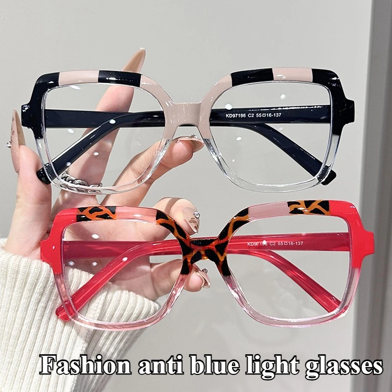 Neue modische HD-Anti-Blaulicht-Brille für Herren und Damen, quadratisch, ultraleicht, kontrastfarbenes Brillengestell