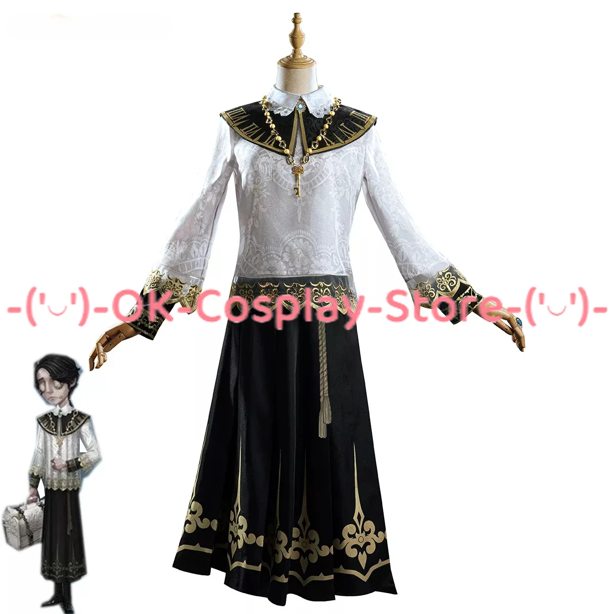 

Clock Keeper Aesop Carl Cosplay Costume Game Identity V Embalmer White Suit Fancy Party Outfits Halloween Uniforms Custom Made