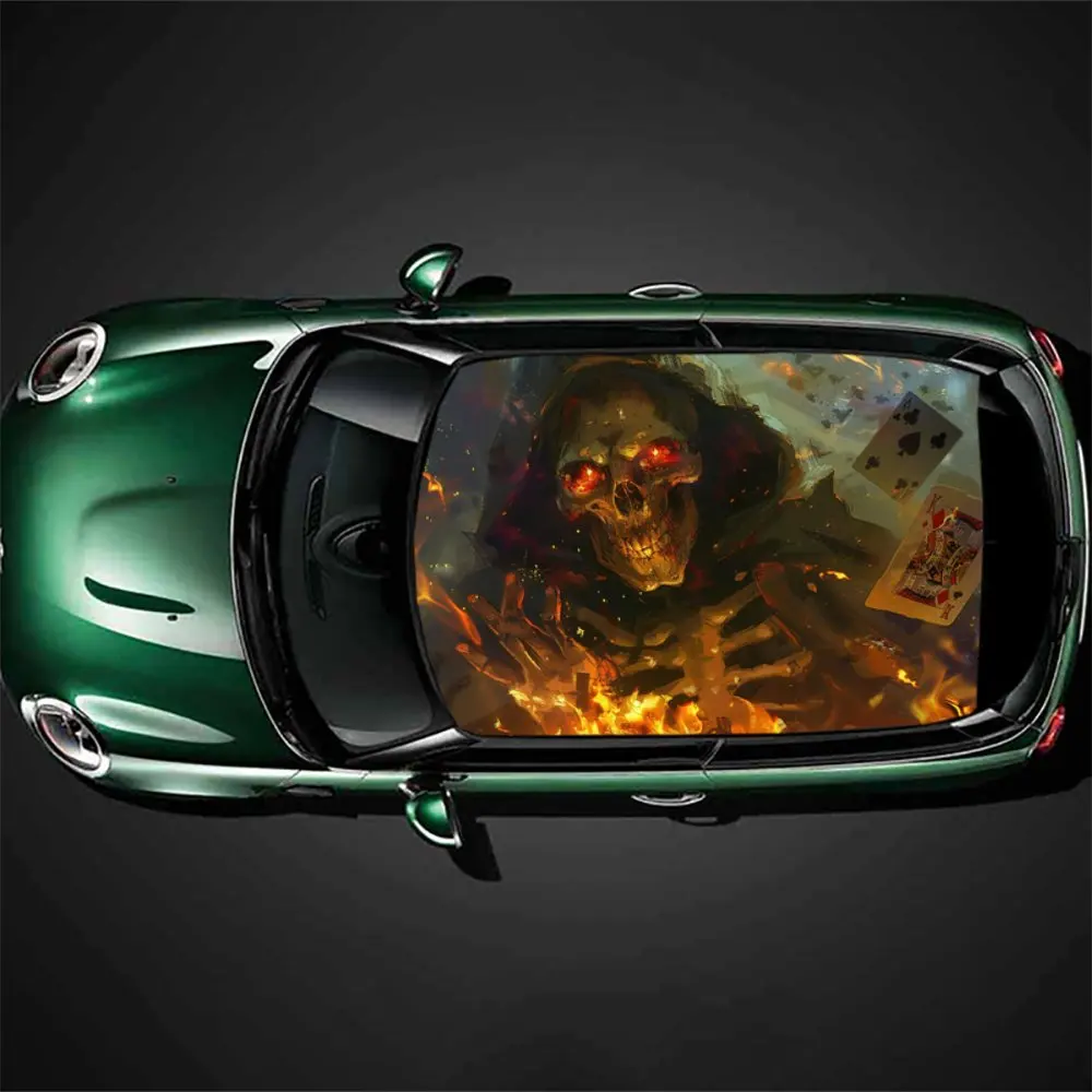 Dark Burning Skull: car vinyl wraps, vinyl car roof graphics, vinyl material to create a distinctive graphic