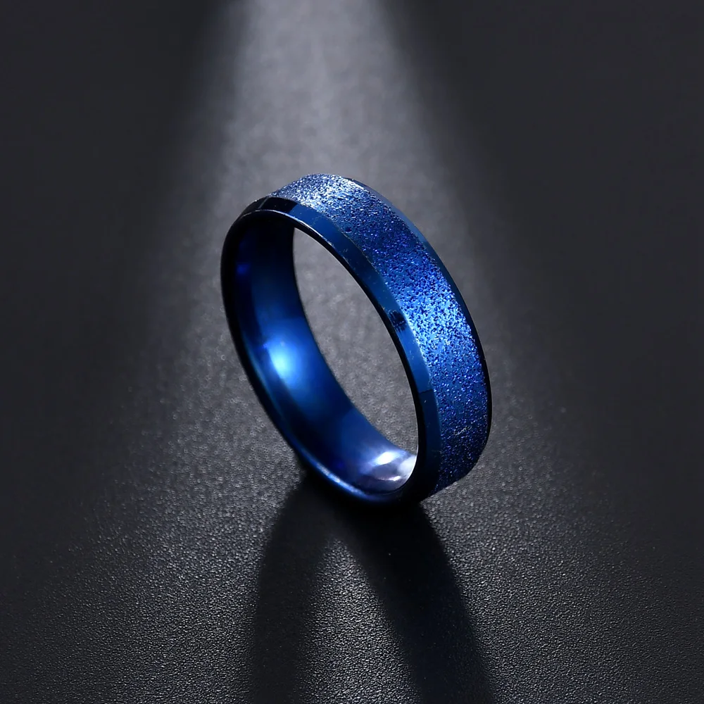 Fashion New 8mm Simple Men Ring Smooth Stainless Steel Blue Charms Rings Women\'s Couple Jewelry Gift Dropshipping