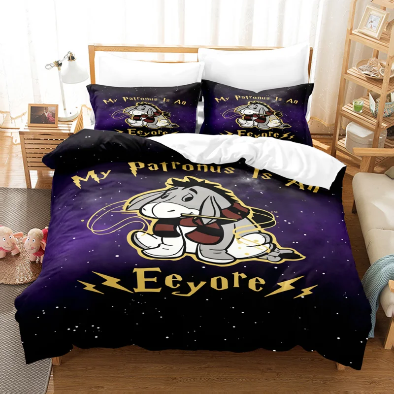 Disney Winnie The Pooh Eeyore Bedding Suit Quilt Cover 3D Printed Bedroom Bed Cover Bedclothes 2/3pcs Anime Room Decoration Gift