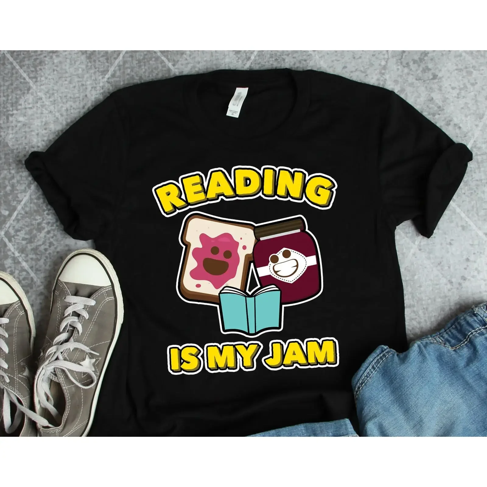 Reading Is My Jam T Shirt Reader Book Lover Bookworm s Librarian Teacher vintage Washed Stretched Versatile Breathable Soft