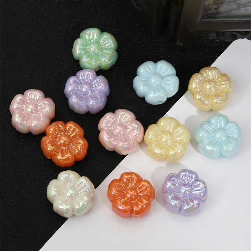4Pcs 19mm Acrylic Colored Cream Small Flower Beads Cute And Exquisite For DIY Bracelets Necklaces And Jewelry Making Accessories