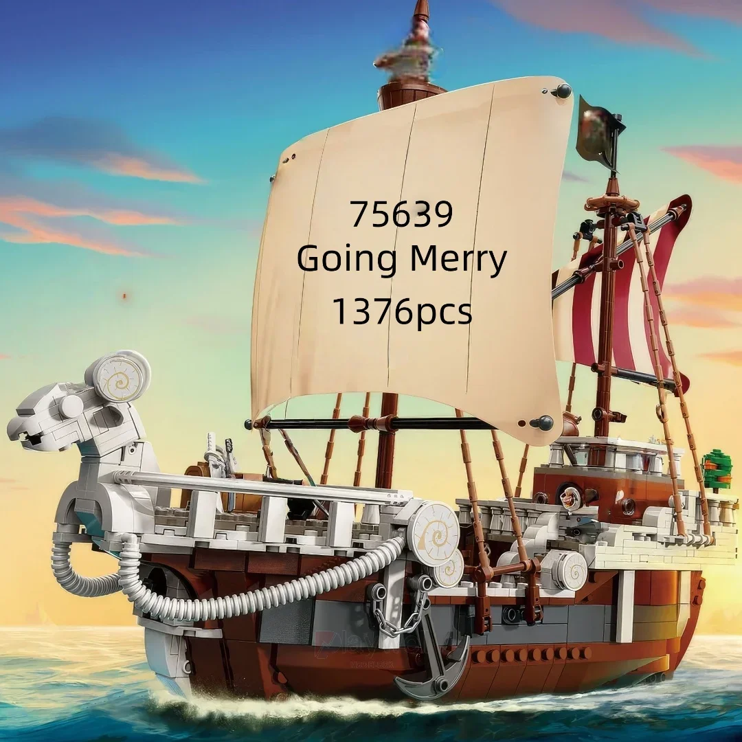 

New 1376pcs Block Adventure Movie Sailboat Model The Going Merry Pirate Ship DIY Children's Assembled Festivals Christmas Gift