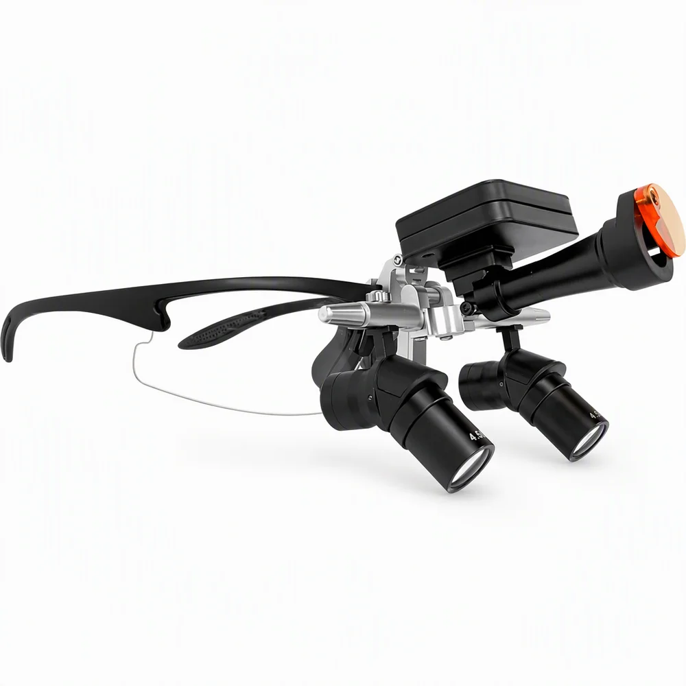Dental Loupes 48 Degree Deflection 4X 5X 6X Magnification with Detachable 5W LED Headlight Headband IPD 52-76mm