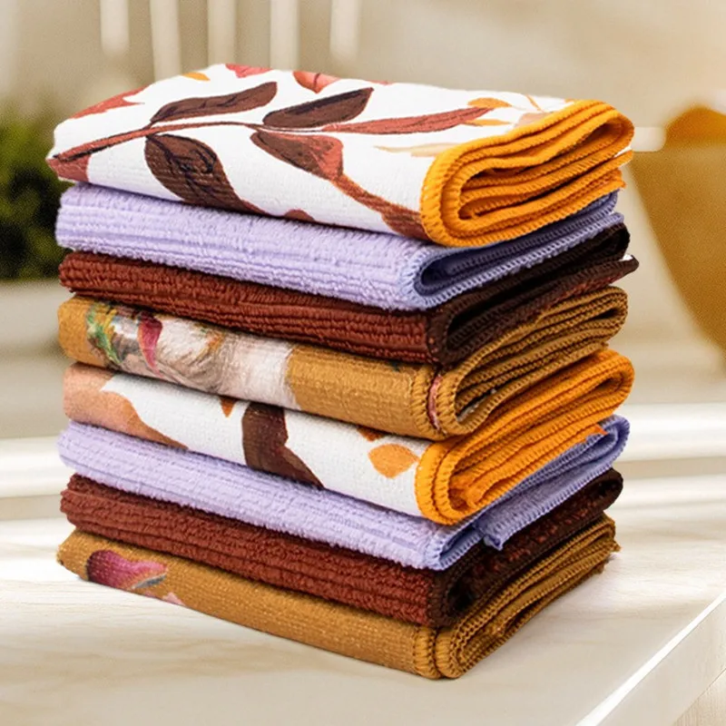 

1Pc 30x30cm Autumn Holiday Printed Towel Kitchen Multifunctional Water Absorbent Dishwashing Cleaning Cloth
