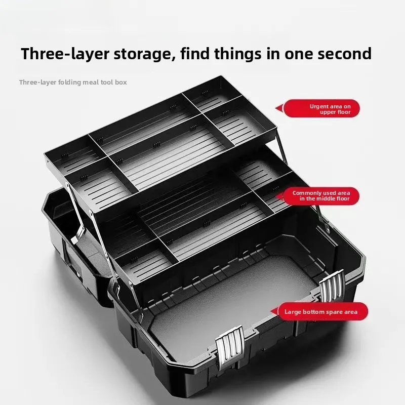 Industrial Grade Tool Box Set Heavy Duty Home Storage Organizer Three Layer Folding Toolbox Tool Box Tool Chest Toolbox Case