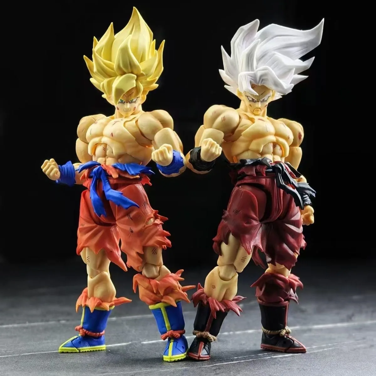

Bandai Shf Son Goku Action Figure Dragon Ball Z 1 12 Scale Super Saiyan Battle Damaged Anime Collectible Model ToysFigurine