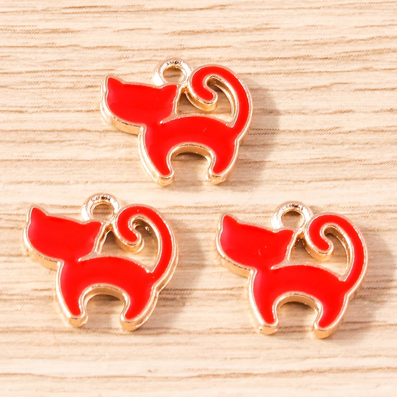 

10pcs 12x12mm Cartoon Mini Animal Charms Enamel Cat Charms for Jewelry Making Earrings Pendants Necklaces DIY Crafts Accessories