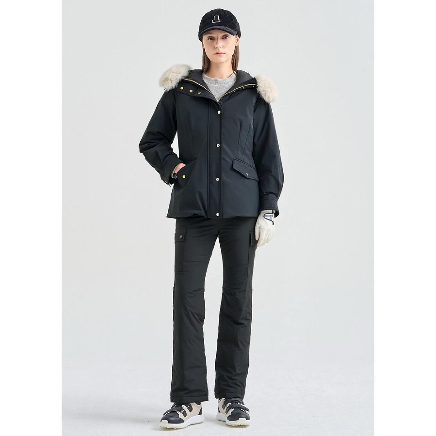 

Зимняя парка LAN25 с наполнителем из утиного пуха и отстегивающимся воротником из натурального меха, длинная, для повседневной носки, на молнии