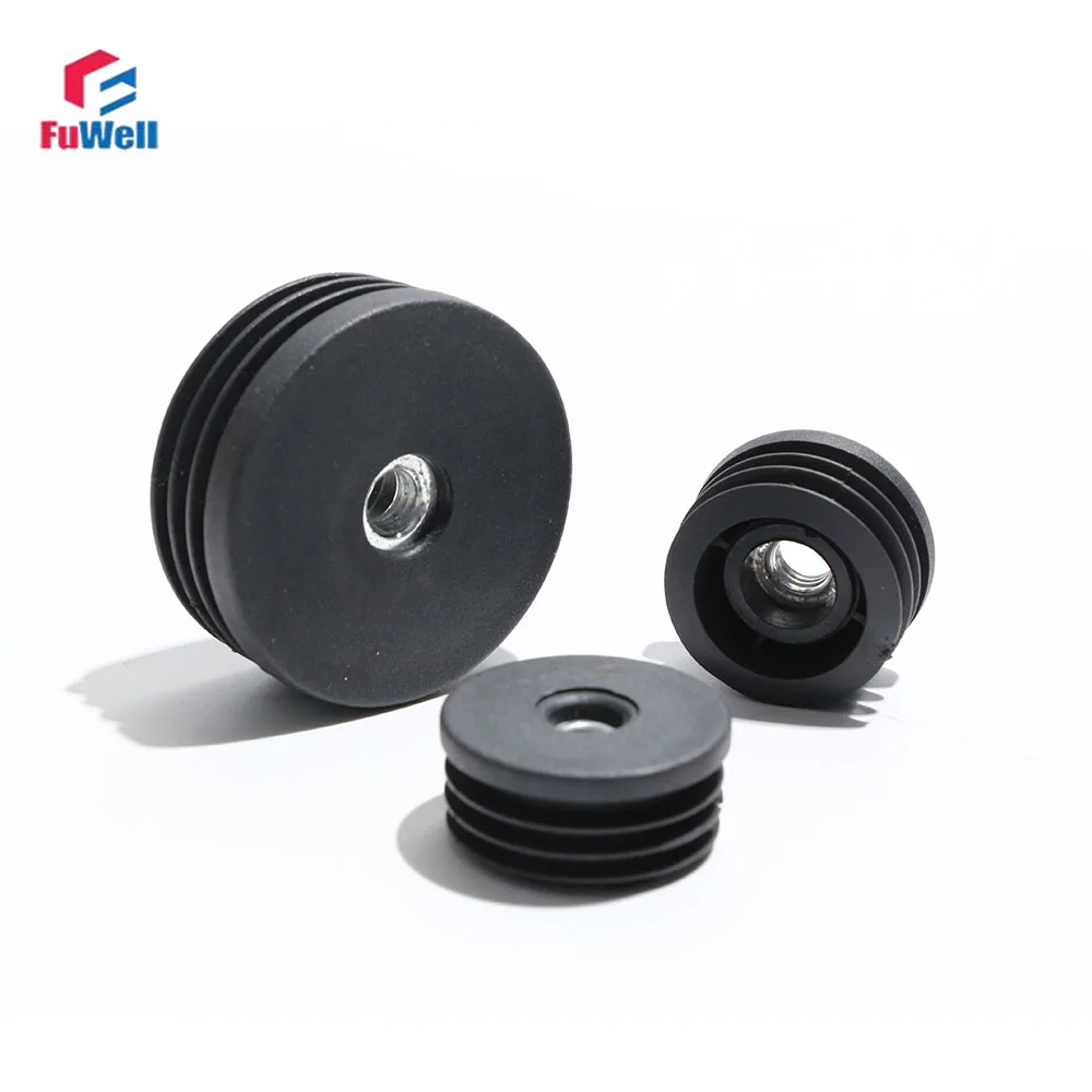 Fuwell Round Pipe Plug with Nut And Embedded M6 M8 Adjustable Feet Inner Plug Head for Plumbing/Construction Inner Plug With Nut