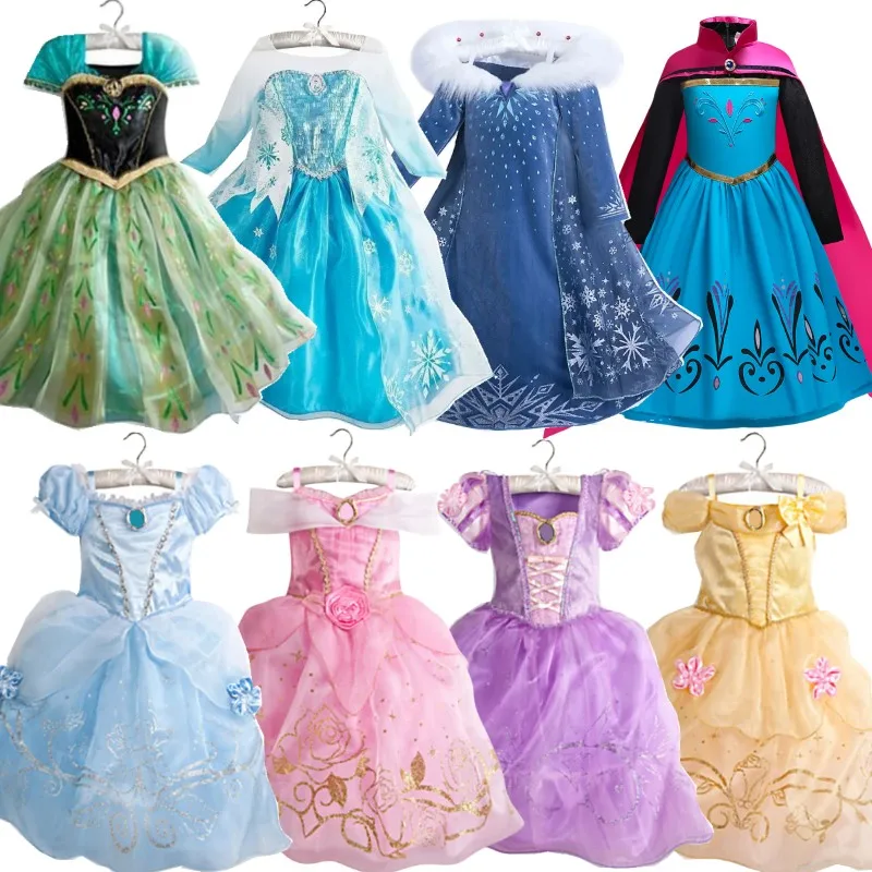 

Elsa Anna Princess Cosplay Costumes for Girls Halloween Carnival Party Snow Queen Dress Kids Belle Clothing Birthday Gift Gown