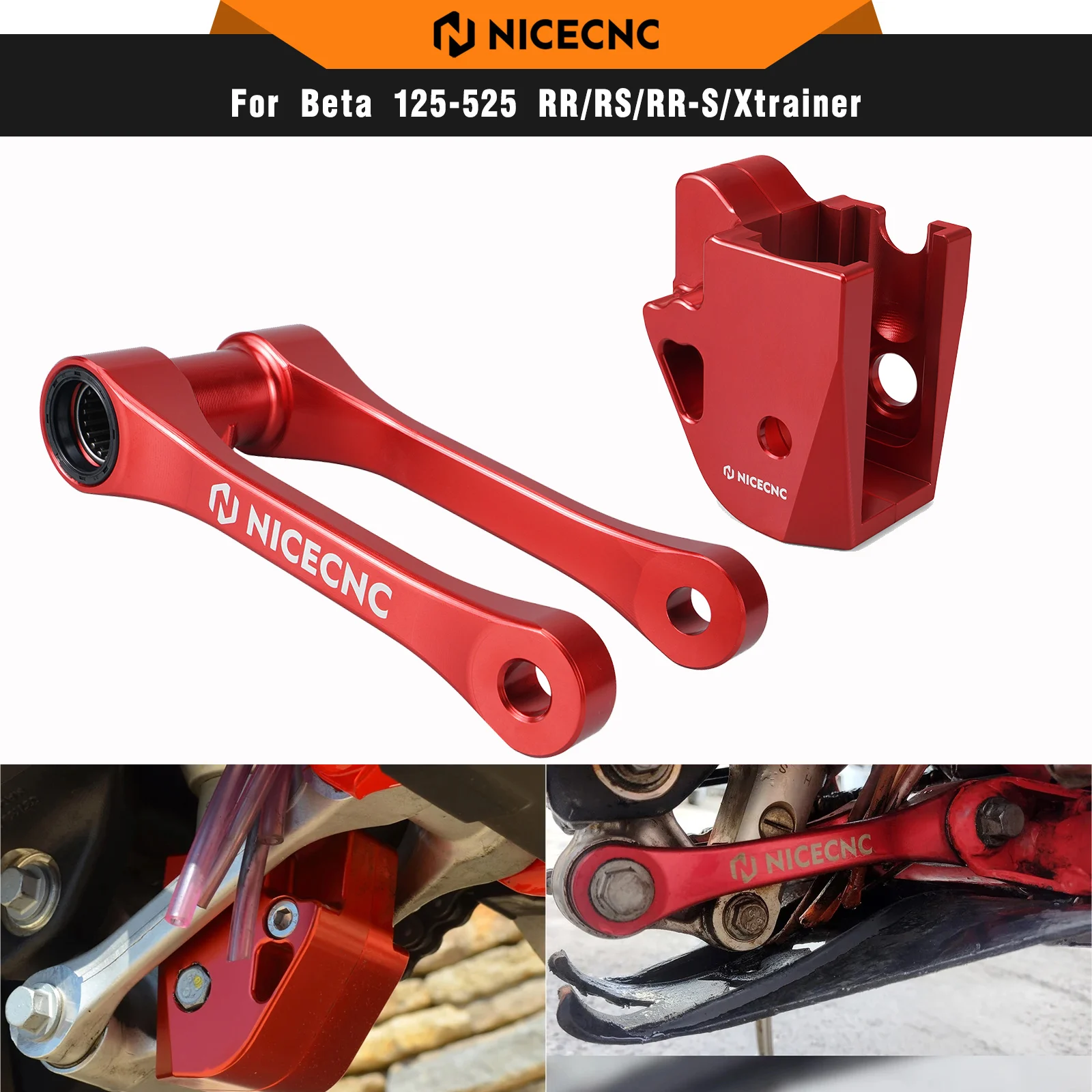NICECNC 1.25IN 30MM Lowering Linkage & Linkage Guard For Beta RR300 RR250 RR350 RR390 RR430 4 Strokes 2015-2024 2023 2022 2021
