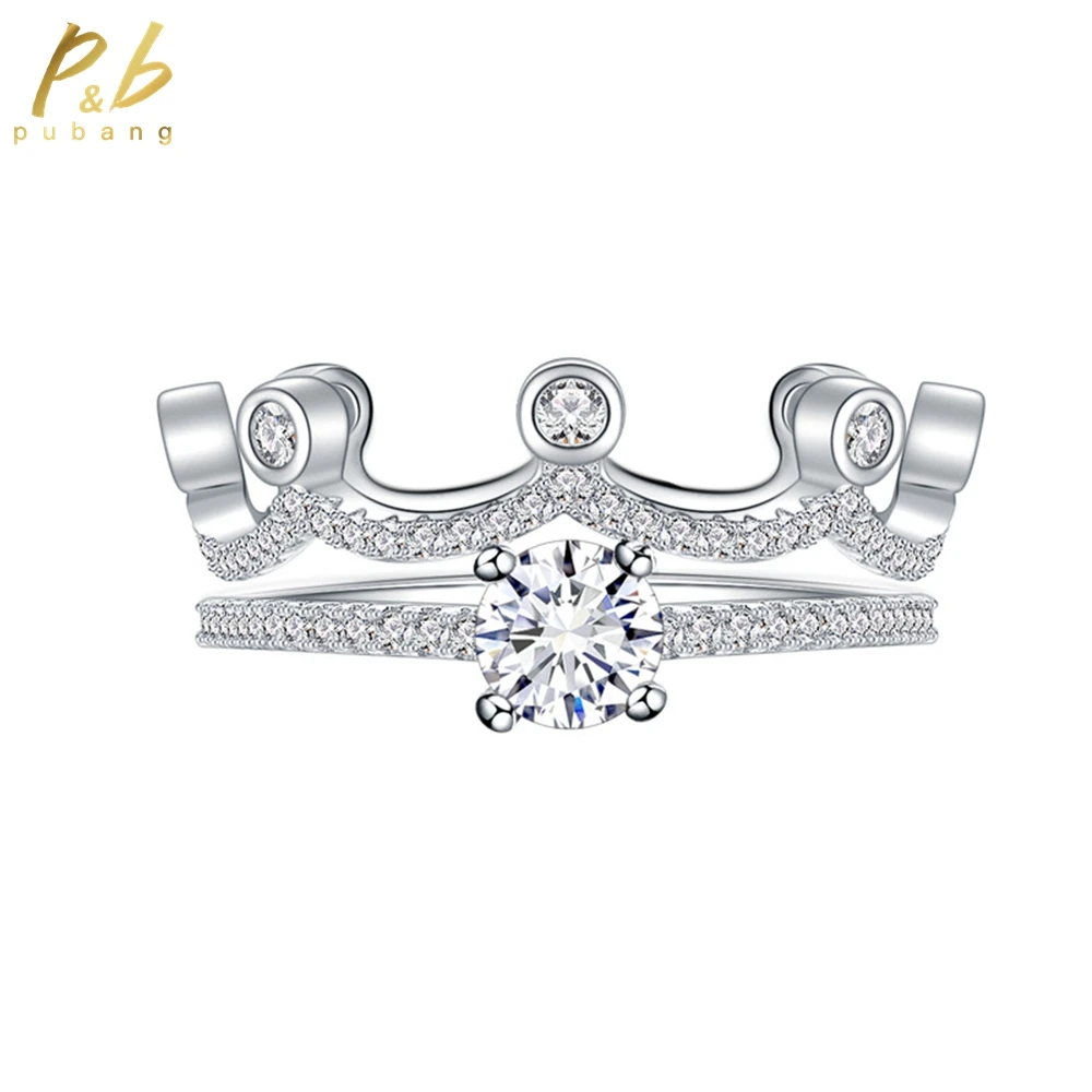 

PuBang Fine Jewelry 925 Sterling Silver Band Rings Set Sparkling Created Moissanite Diamond for Women Wedding Gift Drop Shipping