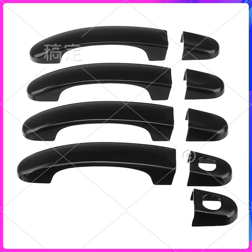 

NEW-9Pcs Set ABS Chrome Door Handle Covers Trim For TRANSPORTER T5 T6 CADDY VAN 2003-2015 Gloss Black