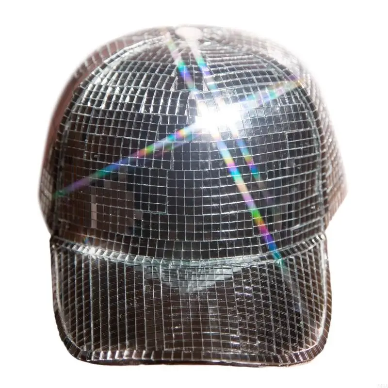 

P88A Sequin Mirror Fashion Bucket Hat Glittering Dj-Hat for Adult Unisex Dance Hat Bachelorette Party Ball Club Hat