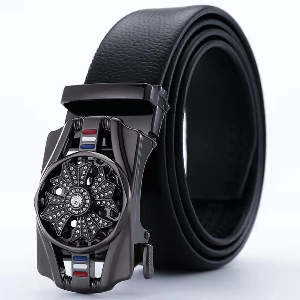 Men Business Belt Faux Leather Luxury Rotatable Automatic Buckle Adjustable High Quality Waist Male Strap Fashion Accessories